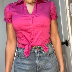 Pink Button-Up Women's Top